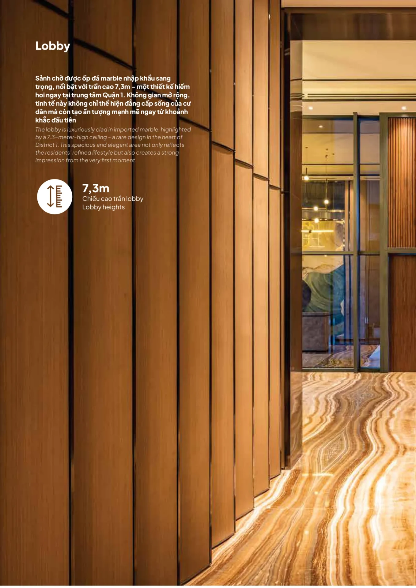 Bãi Đậu Xe The Marq: 345 Chỗ Ô Tô Cho 515 Căn Hộ 10 Sảnh lobby The Marq trần cao 7,3 m