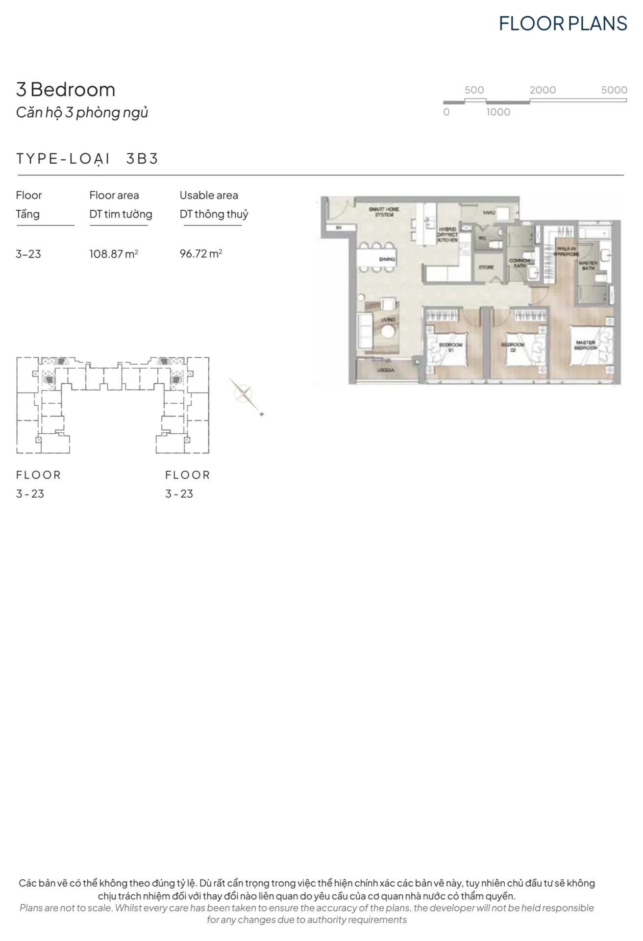 Mặt Bằng The Marq Quận 1: Layout 1PN, 2PN, 3PN & 4PN Chi Tiết 2026 45 Layout căn hộ 3 phòng ngủ The Marq loại 3B3