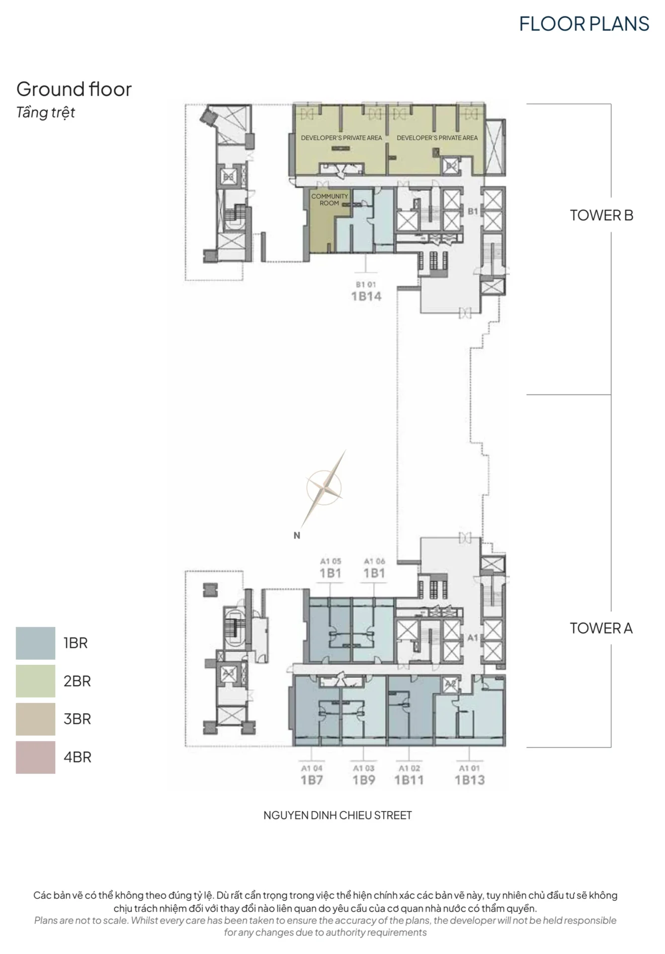 Mặt Bằng The Marq Quận 1: Layout 1PN, 2PN, 3PN & 4PN Chi Tiết 2026 35 Mặt bằng tầng trệt The Marq — sảnh bảo vệ và sảnh thang máy riêng