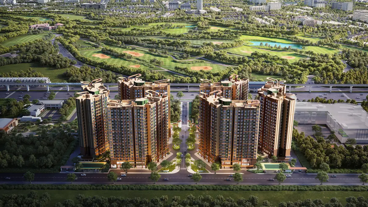 Tiện ích Norton Park: 2,5 ha cảnh quan, hơn 100 tiện ích nội khu 13 Phối cảnh tổng thể Norton Park cạnh sân golf Sông Bé