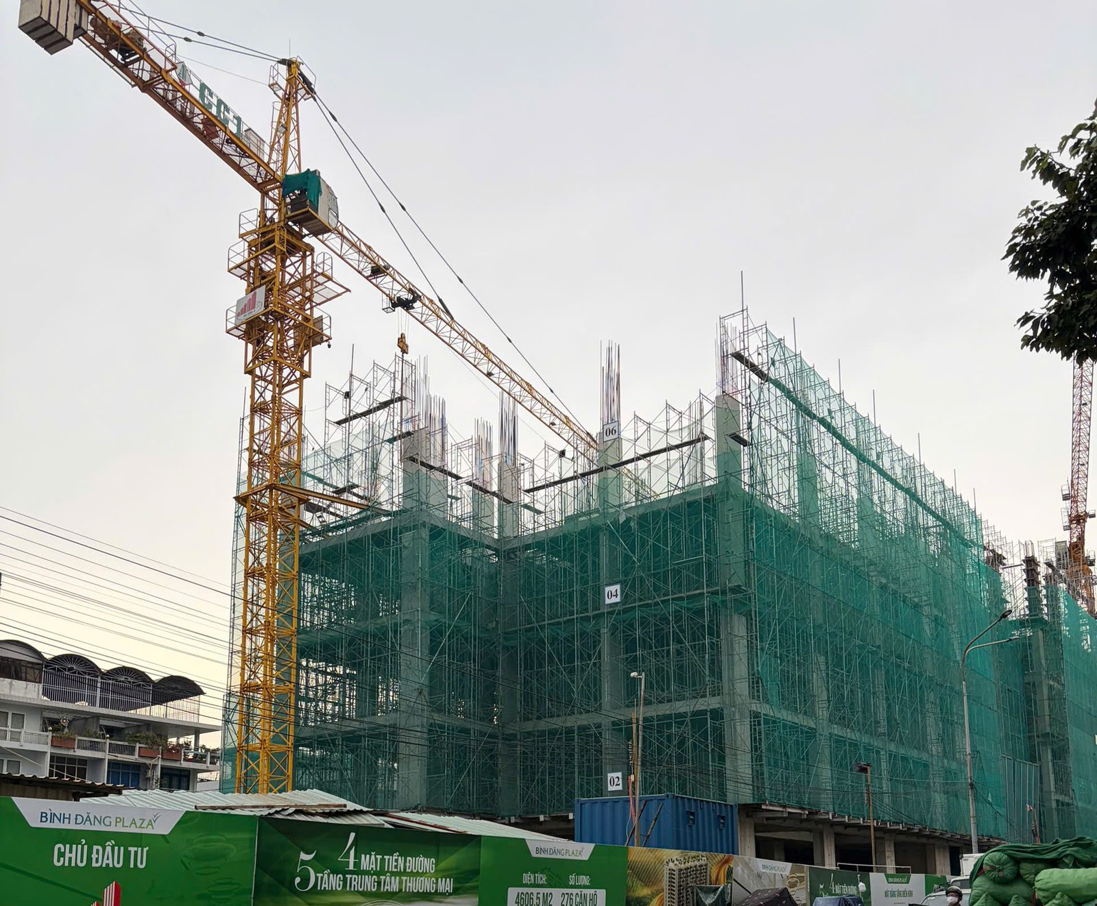 Trang chủ 41 Công trường Bình Đăng Plaza tháng 9/2026 — cẩu tháp CC1