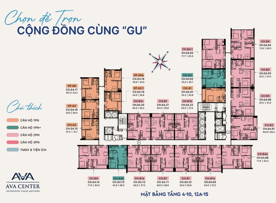 Pháp Lý AVA Center: 5 Văn Bản Gốc Và Giấy Tờ Cần Hỏi 9 Mặt bằng tầng 4-10 và 12A-15 AVA Center 18 căn hộ 4 officetel khớp giấy phép xây dựng